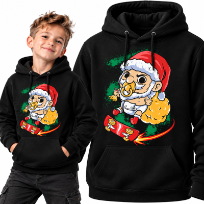BLUZA Z KAPTUREM  ŚWIĄTECZNA BABY SANTA
